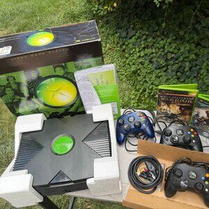 Original XBOX Untested In Box w/ 3 Controllers, Cords, 2 Games & Instructions